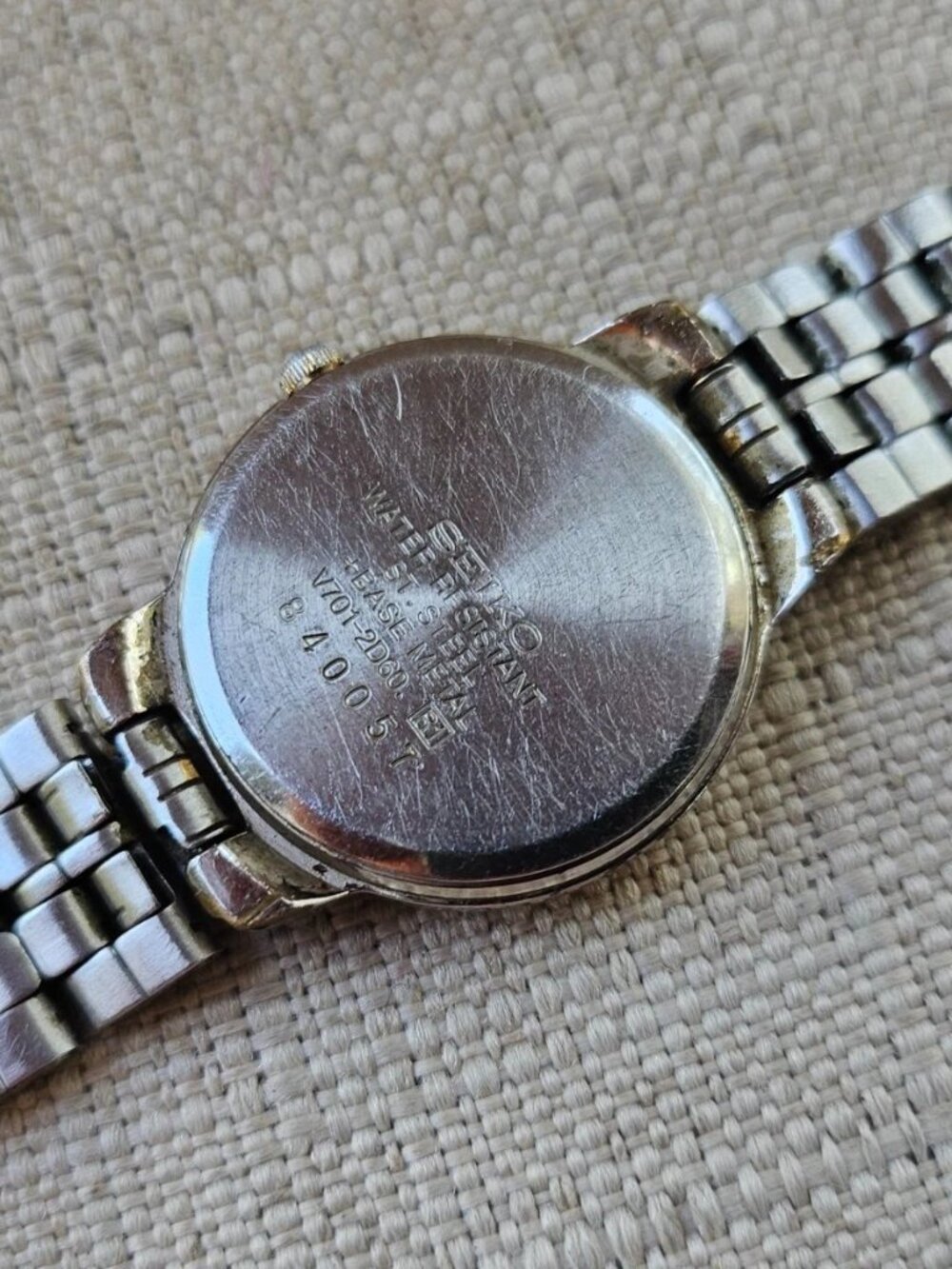 Vintage Seiko Ladies Wristwatch Gunmetal/Gold Tone Quartz Analog Wrist Watch - Picture 10 of 11